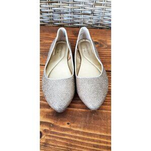 Cynthia Rowley Gold Glitter Ballet Flats Size 8 Shoes Comfortable Slip-On